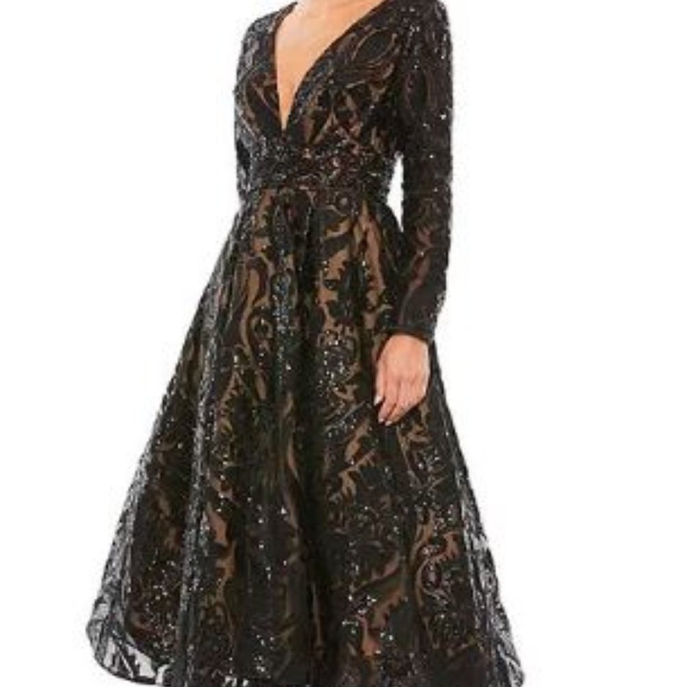MAC DUGGAL SEQUIN EMBROIDERED A-LINE DRESS -NWT